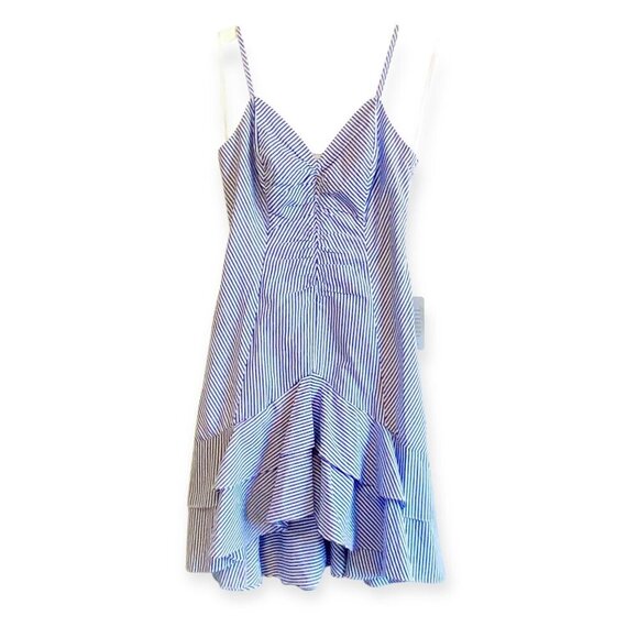 Chelsea28 Stripe Ruched Cotton Dress, size 2, Blue, White Stripe, New with tag - Picture 3 of 15